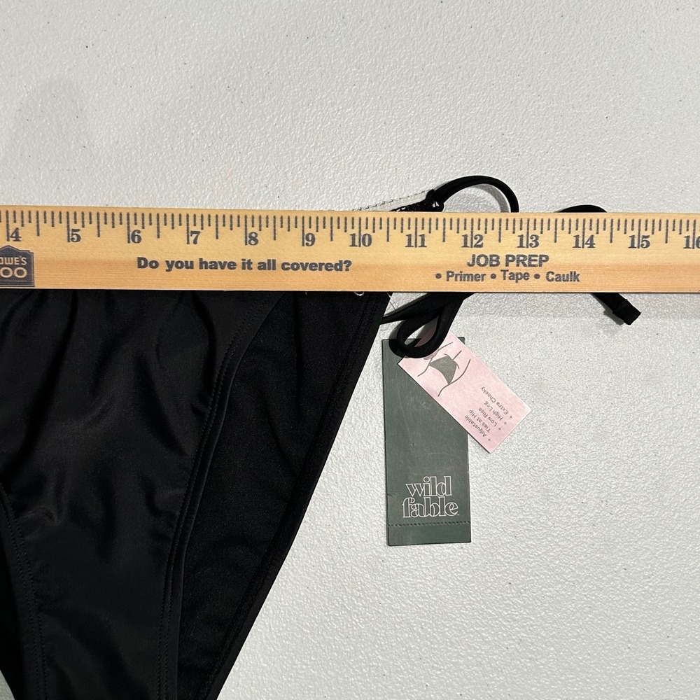 Wild Fable Black Side Tie Bikini Bottom Extra Cheeky High Leg Small NEW - Picture 9 of 11